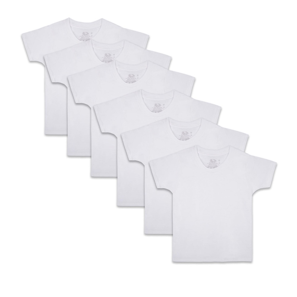 NWOT Fruit of the Loom Toddler boy white cotton t-shirts, 6 pack - size 4t/5t